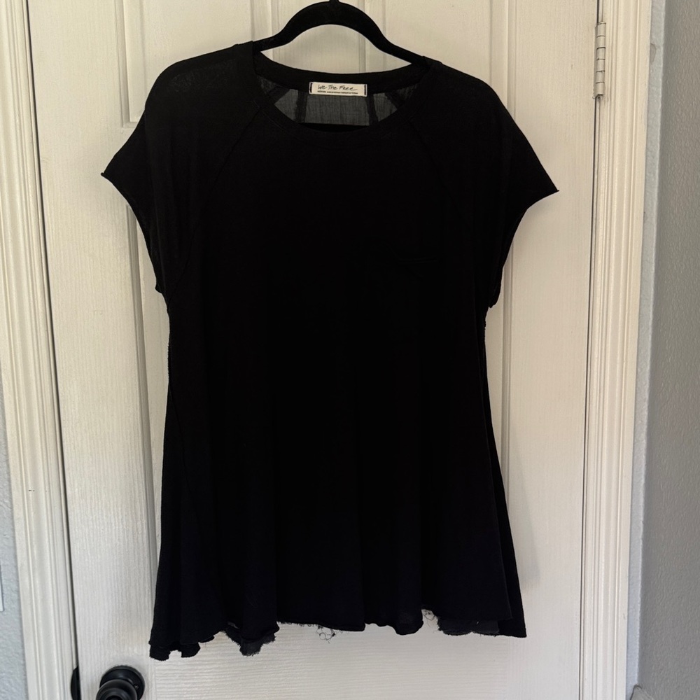 Free People Black Short Sleeve Tee